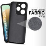 Back Cover for Tecno Spark Go 2024 | Tecno Pop 8 | Spark 20 | Ultra Slim Soft Rubberised Case | Inner Velvet Fabric Lining | Matte Silicone Flexible Mobile Case | Camera Protection - Black - Image 2