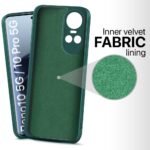 Back Cover for Oppo Reno 10 | Reno 10 Pro 5G | Ultra Slim Soft Rubberised Case | Inner Velvet Fabric Lining | Matte Silicone Flexible Mobile Case | Camera Protection - Green - Image 2