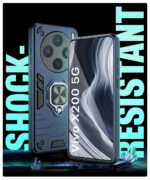 Shock Proof Back Case Mobile Cover for Vivo X200 5G | Back Cover Case (Tough Armor | Hybrid PC + TPU | Ring Holder & inBuilt Kickstand | Blue) - Image 4