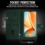 Shock Proof Flip Cover Back Case for Vivo Y100 5G | Magnetic Wallet Leather Case with Stand - Image 4