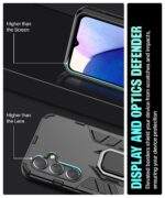 Shock Proof Back Case Mobile Cover for Samsung Galaxy A14 5G | A14 4G | Back Cover Case (Tough Armor | Hybrid PC + TPU | Ring Holder & in-Built Kickstand | Black) - Image 8