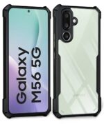 Shock Proof Clear Protective Back Case for Samsung Galaxy M56 5G | Galaxy F56 5G AirEDGE Technology | 360 Degree Camera Protection | Transparent Hybrid Mobile Cover Black - Image 2