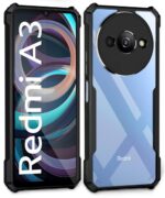 Shock Proof Clear Back Case Mobile Cover for Mi Redmi A3 | Redmi A3X | Poco C61 (Hard | Hybrid PC + TPU | Full Armour Device & Camera Protection | Black) - Image 4