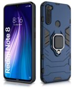 Shock Proof Back Case Mobile Cover for Xiaomi Redmi Note 8 | Back Cover Case (Tough Armor | Hybrid PC + TPU | Ring Holder & in-Built Kickstand | Blue) - Image 3