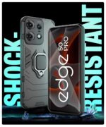 Shock Proof Back Case Mobile Cover for Motorola Moto Edge 50 Pro | Back Cover Case (Tough Armor | Hybrid PC + TPU | Ring Holder & in-Built Kickstand | Black) - Image 6