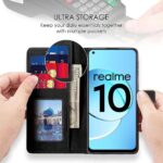 Shock Proof Flip Cover Back Case for Realme 10 4G | Magnetic Wallet Leather Case with Stand - Image 3