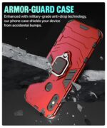 Shock Proof Back Case Mobile Cover for Xiaomi MI Redmi Note 5 Pro | Back Cover Case (Tough Armor | Hybrid PC + TPU | Ring Holder & in-Built Kickstand | Red) - Image 4