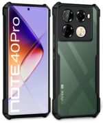Shock Proof Clear Protective Back Case for Infinix Note 40 Pro 5G | Note 40 Pro Plus - AirEDGE Technology | 360 Degree Camera Protection | Transparent Hybrid Back Case Mobile Cover - Black - Image 2