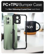 Shock Proof Clear Protective Back Case for Motorola Moto G54 5G | Moto G64 5G - AirEDGE Technology | 360 Degree Camera Protection | Transparent Hybrid Back Case Mobile Cover - Black - Image 8