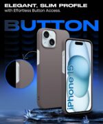 Slim Frameless Back Cover for iPhone 15 | Ultra Thin Lightweight Design & Camera Protection | Soft Matte Silicone Flexible Mobile Case (Grey) - Image 6