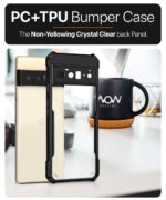 kelpuj Shock Proof Clear Protective Back Case for Google Pixel 6 Pro 5G - AirEDGE Technology | 360 Degree Camera Protection | Transparent Hybrid Back Case Mobile Cover - Black - Image 6