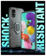 Shock Proof Back Case Mobile Cover for Samsung Galaxy A51 (Armor | Hybrid PC + TPU | Full Protection with Ring Holder Kickstand | Carbon Black) - Image 3