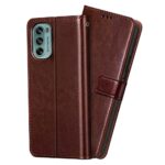 Shock Proof Flip Cover Back Case for Moto Motorola G62 | Magnetic Wallet Leather Case with Stand - Image 2