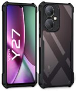 Shock Proof Clear Protective Back Case for Vivo Y27 4G - AirEDGE Technology | 360 Degree Camera Protection | Transparent Hybrid Back Case Mobile Cover - Black - Image 2