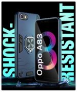 Shock Proof Back Case Mobile Cover for Oppo A83 | Back Cover Case (Tough Armor | Hybrid PC + TPU | Ring Holder & in-Built Kickstand | Blue) - Image 3
