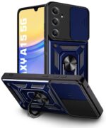 Tough Armor Bumper Mobile Back Case for Samsung Galaxy A15 5G | Sliding Camera Shield Cover | Shock Proof 360? Protection | Hybrid PC + TPU | Ring Holder with Kickstand ? Blue - Image 4