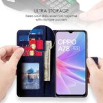 Shock Proof Flip Cover Back Case for Oppo A78 5G | Magnetic Wallet Leather Case with Stand - Image 4