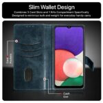 Shock Proof Flip Cover Back Case for Samsung Galaxy A22 5G | Magnetic Wallet Leather Case with Stand - Image 4