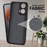 Back Cover for Motorola Moto Edge 50 5G Fusion | Moto G96 5G Fusion | Ultra Slim Soft Case | Inner Velvet Fabric Lining | Matte Silicone Flexible Mobile Case | Camera Protection - Black - Image 3