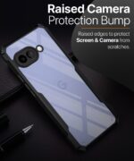 Shock Proof Clear Protective Back Case for Google Pixel 9A - AirEDGE Technology | 360 Degree Camera Protection | Transparent Hybrid Back Case Mobile Cover - Black - Image 5