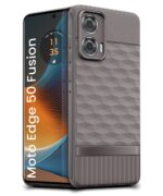 Back Cover for Moto Edge 50 Fusion 5G | Moto Edge G96 Fusion 5G with Hexa Cube Design | Inner Velvet Fabric | Matte Silicone Flexible Mobile Case | Camera Protection - Grey - Image 3