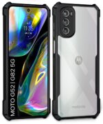 Shock Proof Clear Protective Back Case for Motorola Moto G52 | G82 5G - AirEDGE Technology | 360 Degree Camera Protection | Transparent Hybrid Back Case Mobile Cover - Black - Image 2