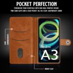 Shock Proof Flip Cover Back Case for Mi Redmi A3 | Magnetic Wallet Leather Case with Stand - Image 6