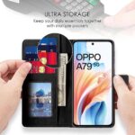 Shock Proof Flip Cover Back Case for Oppo A79 5G | Magnetic Wallet Leather Case with Stand - Image 4