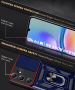kelpuj Tough Armor Bumper Mobile Back Case for Samsung Galaxy A05S 5G | Galaxy M14 4G | Sliding Camera Shield Cover | Shock Proof 360? Protection | Hybrid PC + TPU | Ring Holder with Stand  Blue - Image 8