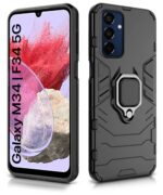Shock Proof Back Case Mobile Cover for Samsung Galaxy M34 5G | F34 5G (Tough Armor | Hybrid PC + TPU | Full Protection with Ring Holder & in-Built Kickstand | Black) - Image 4
