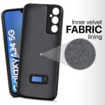 Slim Ultra Soft Rubberised Back Cover for Samsung Galaxy A34 5G | Inner Velvet Fabric Lining | Matte Silicone Flexible Camera Protection Back Case - Black - Image 3