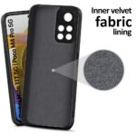 kelpuj Ultra Slim Soft Rubberised Back Cover for Redmi Note 11T 5G | Poco M4 Pro 5G | Inner Velvet Fabric Lining | Matte Silicone Flexible Camera Protection Back Case - Black - Image 2