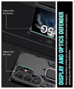 Shock Proof Back Case Mobile Cover for Samsung Galaxy S22 Ultra 5G | Back Cover Case (Tough Armor | Hybrid PC + TPU | Ring Holder & in-Built Kickstand | Black) - Image 8