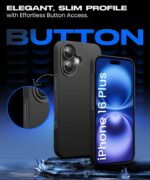 Slim Frameless Back Cover for iPhone 16 Plus | Ultra Thin Lightweight Design & Camera Protection | Soft Matte Silicone Flexible Mobile Case (Black) - Image 4