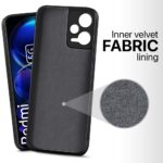Ultra Slim Soft Rubberised Back Cover Case for Xiaomi Redmi Note 12 Pro Plus 5G | Inner Velvet Fabric Lining | Matte Silicone Flexible Camera Protection Back Case - Black - Image 3