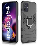 kelpuj Shock Proof Back Case Mobile Cover for Motorola Moto G54 5G | Moto G64 5G | Back Cover Case (Tough Armor | Hybrid PC + TPU | Ring Holder & in-Built Kickstand | Black) - Image 4