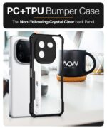 Shock Proof Clear Mobile Back Cover Case for iQOO 12 5G | AirEDGE Technology | Hard | Hybrid PC + TPU | Full Armour Device & Camera Protection - Black - Image 5