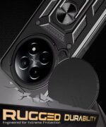 Tough Armor Bumper Mobile Back Case for Realme 13 5G | Realme 12 5G | 12X 5G | Narzo 70x 5G | C65 5G | N65 | Sliding Camera Shield Cover | Hybrid PC + TPU | Ring Holder with Stand ? Black - Image 6