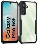 Shock Proof Clear Protective Back Case for Samsung Galaxy M16 5G | Galaxy F16 5G AirEDGE Technology | 360 Degree Camera Protection | Transparent Hybrid Back Case Mobile Cover Black - Image 2