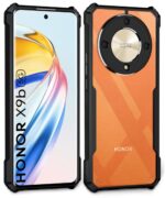 Shock Proof Clear Protective Back Case for Honor X9B 5G - AirEDGE Technology | 360 Degree Camera Protection | Transparent Hybrid Back Case Mobile Cover - Black - Image 2