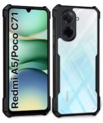 Shock Proof Clear Protective Back Case for Redmi A5 | Poco C71 - AirEDGE Technology | 360 Degree Camera Protection | Transparent Hybrid Back Case Mobile Cover - Black - Image 2