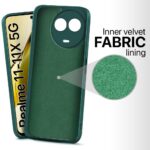 Back Cover for Realme Narzo 60X 5G | 11 5G | 11X 5G | Realme C67 | Slim Soft Rubberised Case | Inner Velvet Fabric Lining | Matte Silicone Flexible Mobile Case | Camera Protection - Green - Image 2
