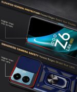 Tough Armor Bumper Mobile Back Case for iQOO Z6 Lite 5G | Sliding Camera Shield Cover | Shock Proof 360? Protection | Hybrid PC + TPU | Ring Holder with Kickstand ? Blue - Image 5