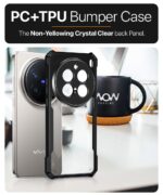 Shock Proof Clear Protective Back Case for VIVO X200 Pro 5G - AirEDGE Technology | 360 Degree Camera Protection | Transparent Hybrid Back Case Mobile Cover - Black - Image 5