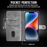 Shock Proof Flip Cover Back Case for Iphone 14 | Magnetic Wallet Leather Case with Stand - Image 3