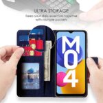 Shock Proof Flip Cover Back Case for Samsung Galaxy M04 | Magnetic Wallet Leather Case with Stand - Image 3
