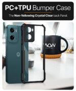 kelpuj Shock Proof Clear Protective Back Case for Motorola Moto G05 - AirEDGE Technology | 360 Degree Camera Protection | Transparent Hybrid Back Case Mobile Cover - Black - Image 8