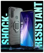 Shock Proof Back Case Mobile Cover for Xiaomi Redmi Note 8 (Armor | Hybrid PC + TPU | Full Protection with Ring Holder Kickstand | Carbon Black) - Image 4