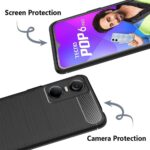 Ultra Slim Soft Rubberised Back Cover for Tecno POP 6 Pro | Shock Proof Brushed Carbon Fibre Texture Silicone Flexible Camera Protection Back Case - Black - Image 5