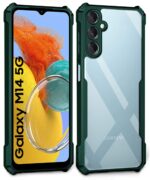 Shock Proof Clear Back Case Mobile Cover for Samsung Galaxy M14 5G (Hard | Hybrid PC + TPU | Full Armour Device & Camera Protection | Camo Green) - Image 4